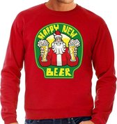 Foute Kersttrui / sweater - oud en nieuw / nieuwjaar trui - happy new beer / bier - rood voor heren - kerstkleding / kerst outfit S (48)