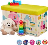 Relaxdays Toy box - pouf pliable - boîte de rangement speelgoed - espace de rangement - couvercle Animaux