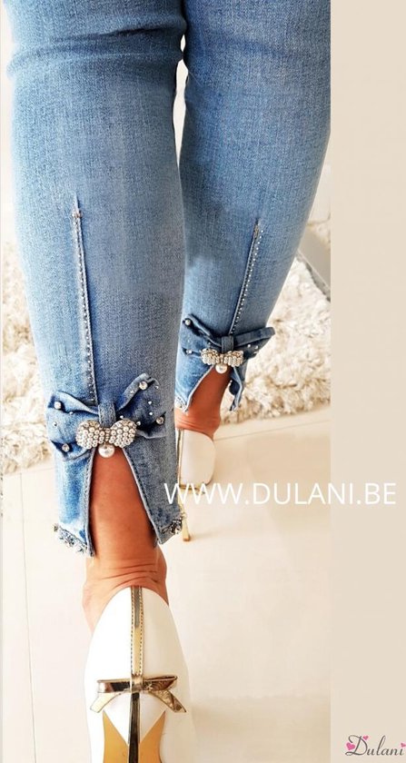 Broek met hoge taille en strikje aan de enkels jeans 44 | bol