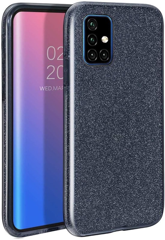 Hoesje Geschikt Voor Samsung Galaxy A71 Glitter TPU Back Hoesje - Zwart