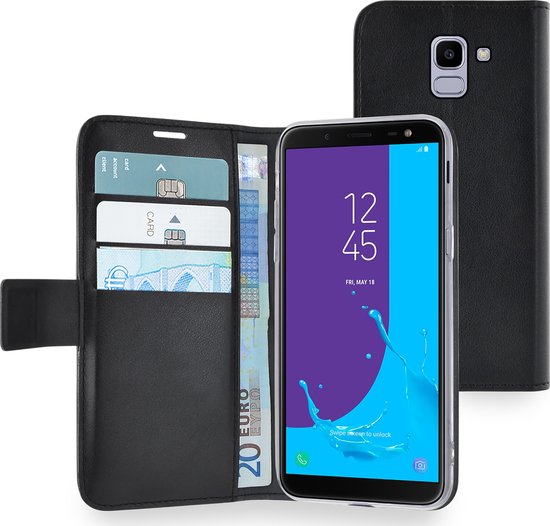 Azuri walletcase - magnetic closure & 3 cardslots - zwart - Samsung J6 (2018)