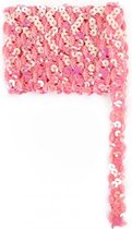 Paillettenband breed elastisch roze