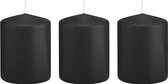 3x Zwarte cilinderkaarsen/stompkaarsen 6 x 8 cm 29 branduren - Geurloze kaarsen - Woondecoraties