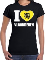 Zwart I love Vlaanderen t-shirt dames L
