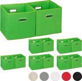 Relaxdays 12x opbergbox stof - opvouwbaar - opbergmand - 30 cm - kast organizer – groen