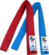 Karateband voor kumite Japanse stijl Arawaza | rood of blauw - Product Kleur: Blauw / Product Maat: 290