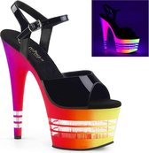 Pleaser Sandaal met enkelband, Paaldans schoenen -38 Shoes- ADORE-709UVLN Paaldans schoenen Zwart/Multicolours