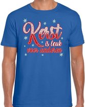 Fout Kerst shirt / t-shirt - kerst is leuk voor anderen - blauw - heren - kerstkleding / kerst outfit S (48)