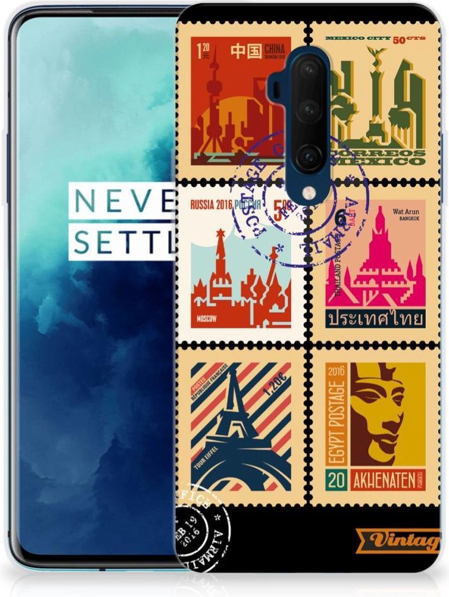 OnePlus 7T Pro Siliconen Back Cover Postzegels