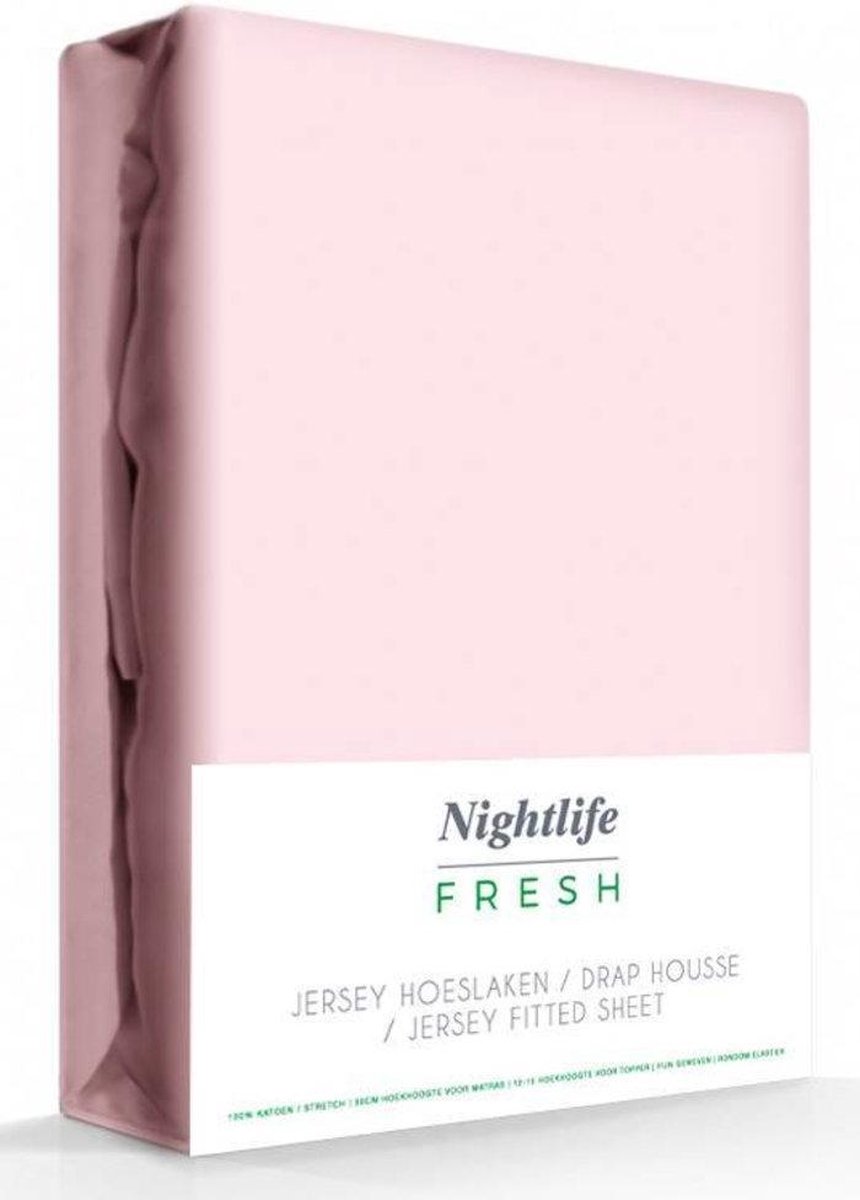 Nightlife Concept Jersey hoeslaken 150 gram 80/90x200 + 30 - 100% Katoen (stretch) - Roze