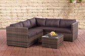 Clp Wicker poly rotan lounge Set LIBERI, Ronde rotan van 5 mm, 25 verschillende kleurencombinaties, comfortabele en praktische stoelen - 5 mm ronde rotan kleur : bruin gemêleerd, kleur bekled