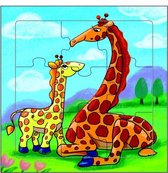 Mamamemo Legpuzzel Giraffen Hout 9 Stukken 15 X 15 Cm