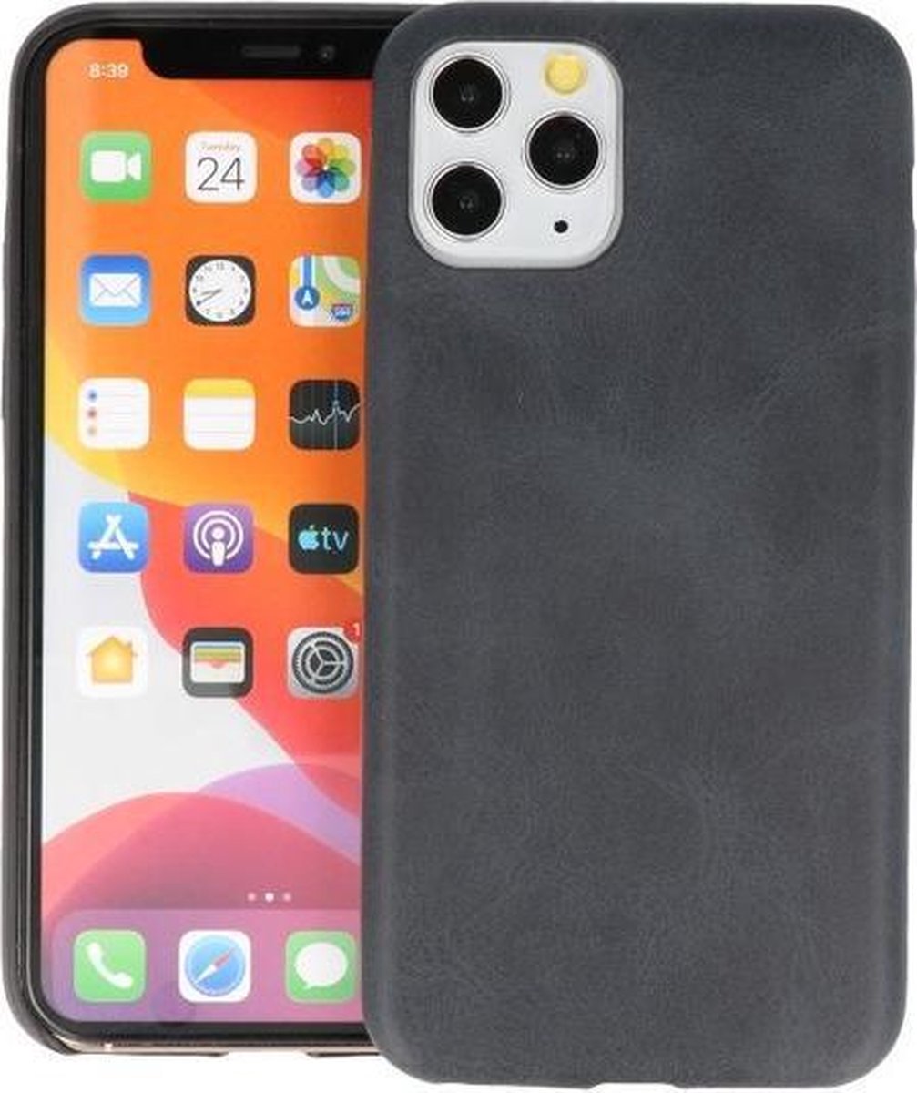 Leder Design Back Cover voor iPhone 11 Pro Zwart