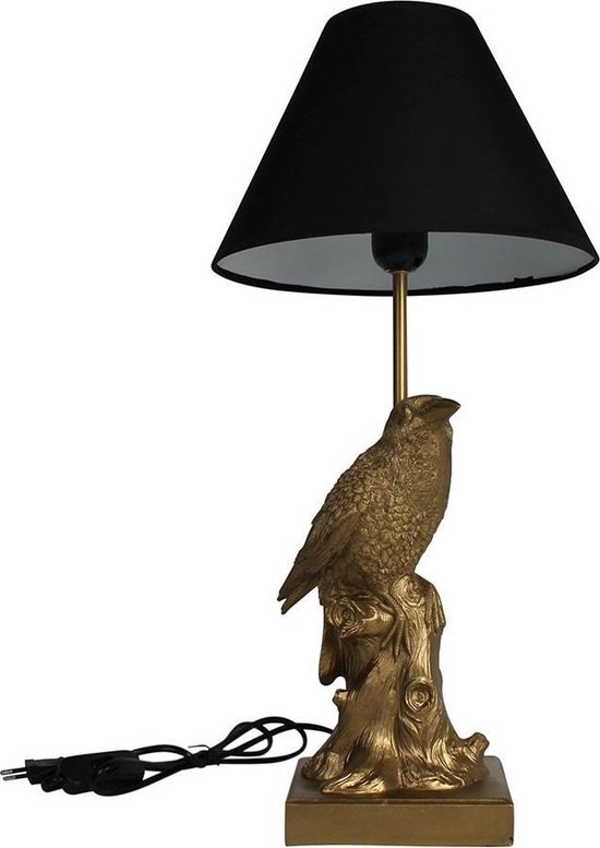 jam subtiel kader Housevitamin tafellamp / lamp met lampenkap - gouden vogel 54cm hoog |  bol.com