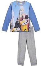 "Minions - 2-delige Pyjama-set - Model ""Minions in Las Vegas"" - Blauw / Grijs - 128 cm - 8 jaar"