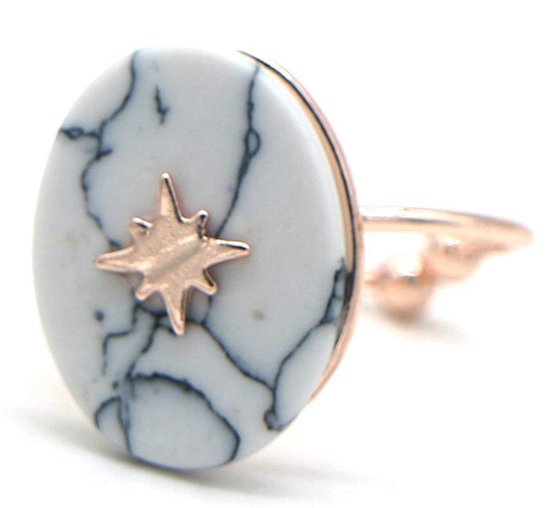 Ring Marbre et étoile du Nord - Métal - Taille unique - Couleur or rose - Dielay