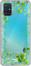 HappyCase Samsung Galaxy A51 Hoesje Flexibel TPU Leaves Print