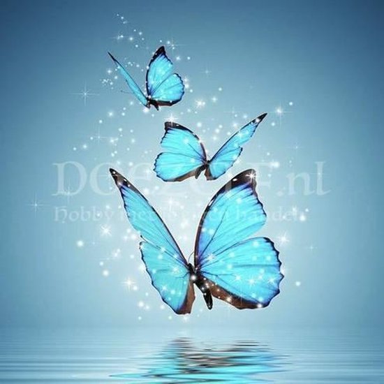 vergeven Regenjas Voorganger Diamond Painting Blauwe vlinders 15x15cm. (Volledige bedekking - Ronde  steentjes)... | bol.com