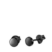 Lucardi - Dames Oorbellen blackplated rond 5mm - Oorbellen - Cadeau - Echt Zilver - Zwart