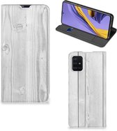 Book Wallet Case Geschikt voor Samsung Galaxy A51 White Wood
