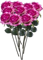 10 x Paars/roze roos Simone steelbloem 45 cm - Kunstbloemen