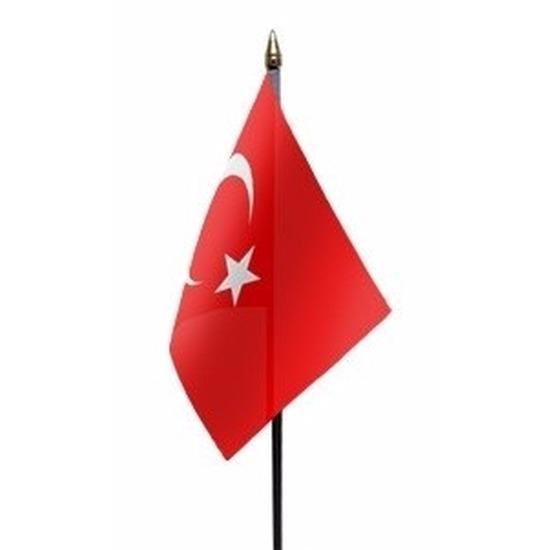 Drapeau de table Turquie 10 x 15 cm avec standard