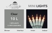 Kerstverlichting - Mini Lights 10l/1m Helder - 1,5m Aanloopsnoer Wit 230v Binnen