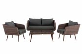 Clp Trosa - Loungeset - 1,25 mm vlak Polyrotan - Bruin gemêleerd - Antraciet 45 cm (donkerbruin)