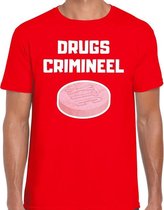 Drugs crimineel verkleed t-shirt rood voor heren - drugs crimineel XTC carnaval / feest shirt kleding L
