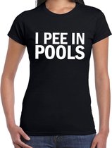 I pee in pools fun tekst t-shirt zwart voor dames S