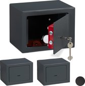 relaxdays 3 x coffre-fort avec clé - coffre-fort pour la maison - coffre-fort privé - mini coffre-fort - gris