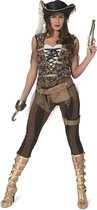 Funny Fashion - Piraat & Viking Kostuum - Wreed Wrede Kaper Piraat Wendy - Vrouw - Bruin - Maat 40-42 - Carnavalskleding - Verkleedkleding