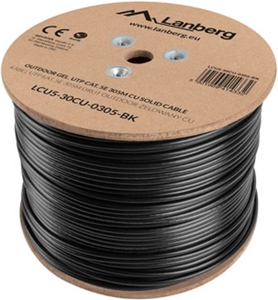 Câble Ethernet Lanberg Cat6 U/UTP – 5 Mètres – Noir – Connecteurs RJ45