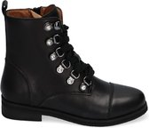 Braqeez Peggy Pleun Meisjes Biker Boots - Zwart - Leer - Ritssluiting