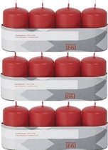 12x Rode cilinderkaarsen/stompkaarsen 5 x 8 cm 18 branduren - Geurloze kaarsen - Woondecoraties