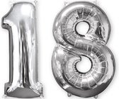 Amscan - Folieballon verjaardag '18' - zilver - Ø 66 cm - Set-1