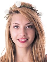 PARTYPRO - Witte bloemen haarband voor volwassenen - Accessoires > Toverstokken, tiara's