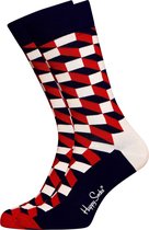 Happy Socks Filled Optic Sokken - Blauw/Rood - Maat 36-40