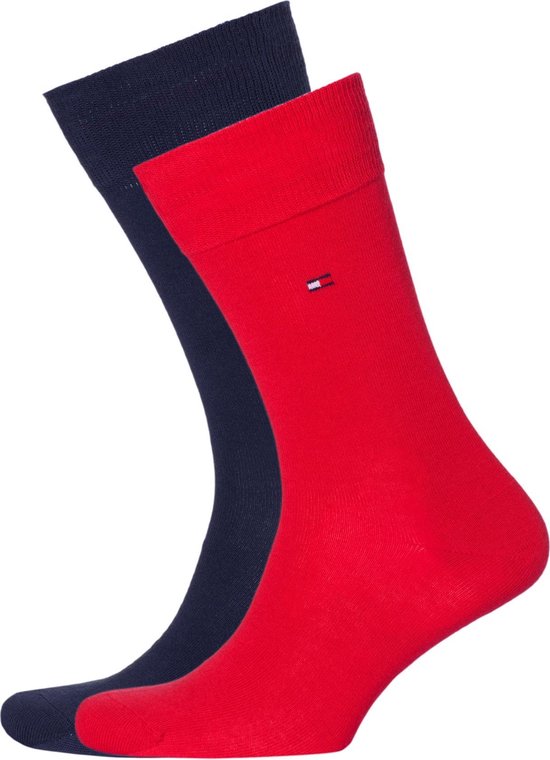 Tommy Hilfiger Classic Socks (2-pack) - herensokken katoen - rood en blauw - Maat: 39-42