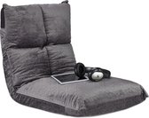 Relaxdays vloerkussen met rugleuning - loungekussen - zitkussen - ligkussen - verstelbaar - grijs