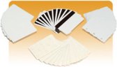 Zebra white PVC cards 10 mil PVC adhesive back with 14 mil Mylar release liner 24 mil total thickness (500 cards)