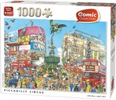 King Komische  Puzzel -Engeland Londen  Piccadilly Circus - Cartoon Legpuzzel 68 x 49 cm 1000 Stukjes