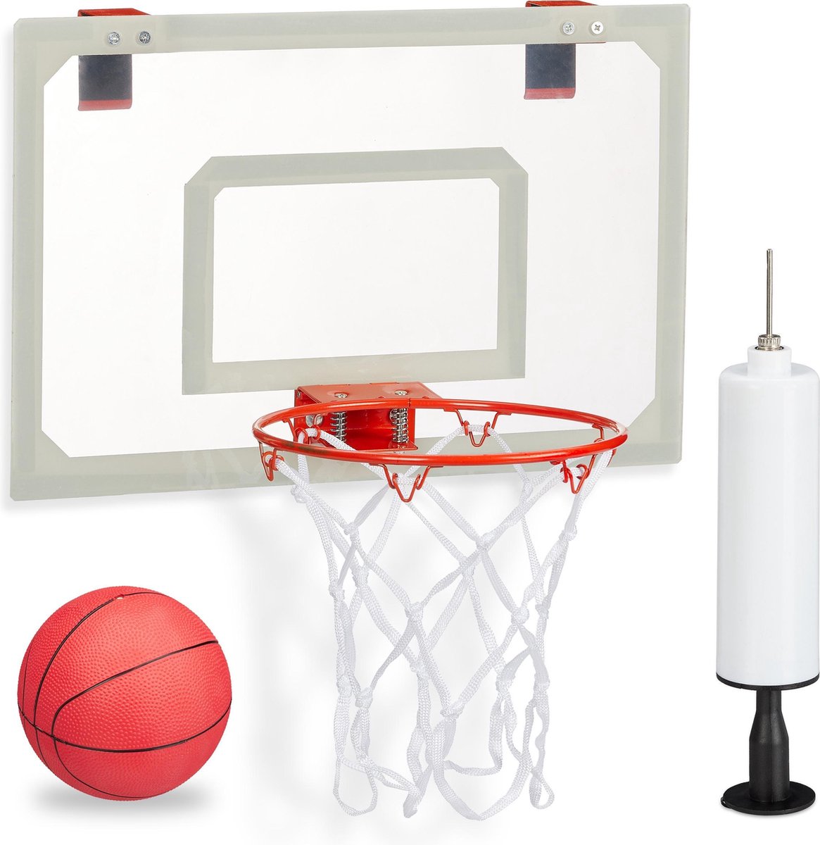 Relaxdays mini basketbal set - indoor basketbalbord - pompje en basketbal |