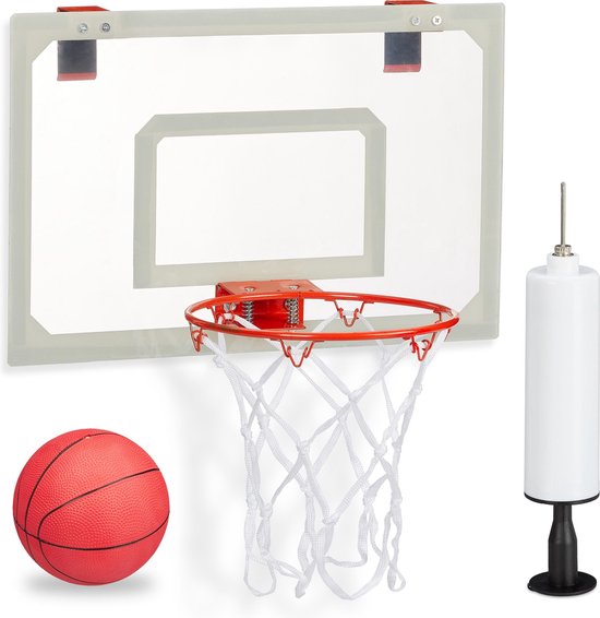 Relaxdays mini basketbal set - indoor basketbalbord met ring - pompje en  basketbal | bol.com