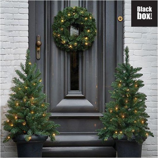 bol.com | Complete kerst voordeur versiering kerstbomen en kerstkrans set  met licht - Complete...