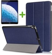 iPad Air 10.5 (2019) hoesje - Tri-Fold Book Case + Screenprotector - Donker Blauw