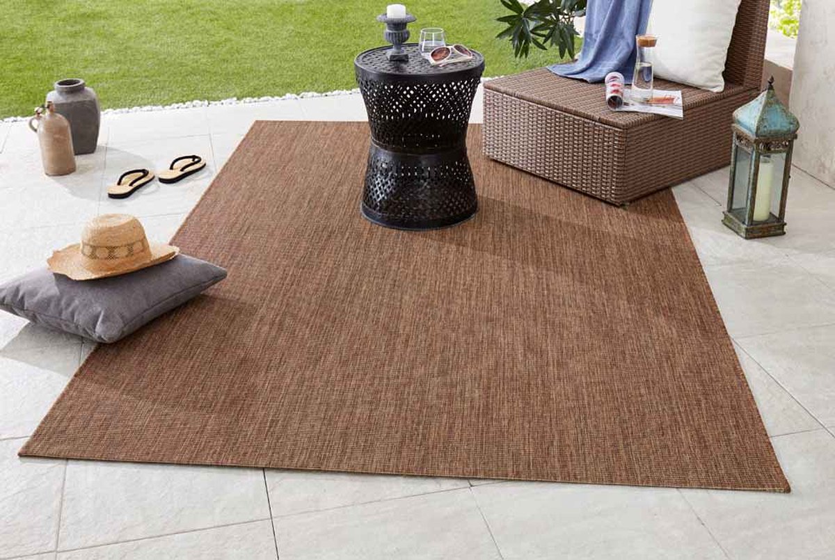 Binnen & buiten vloerkleed effen Match - bruin 80x150 cm