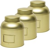 3x Gouden ronde opbergblikken/bewaarblikken met etikethouder 24 cm - Gouden voorraadblikken met labelhouder - Voorraadbussen
