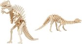 2x Bouwpakketten hout Spinosaurus en Apatosaurus dinosaurus - 3D puzzel dino speelgoed