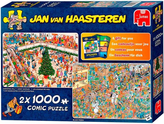 Jan van Haasteren Kerst Koopjes en Black Friday Legpuzzels 2in1 2 x 1000 Stukjes